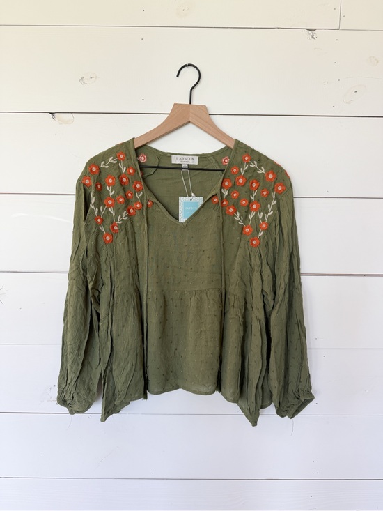 Tops - Hayden Green Embroidered Top